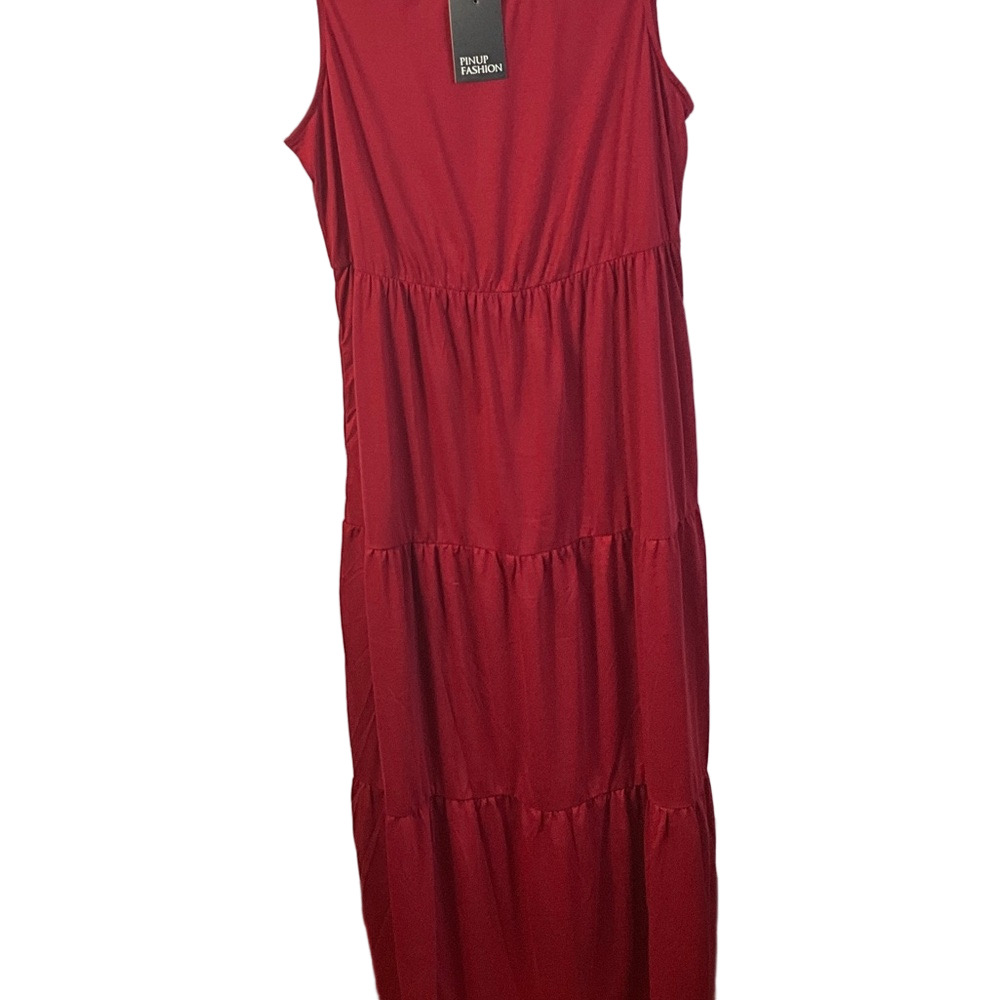 Pinup Fashion Red Maxi Sleeveless Dress Size 20W